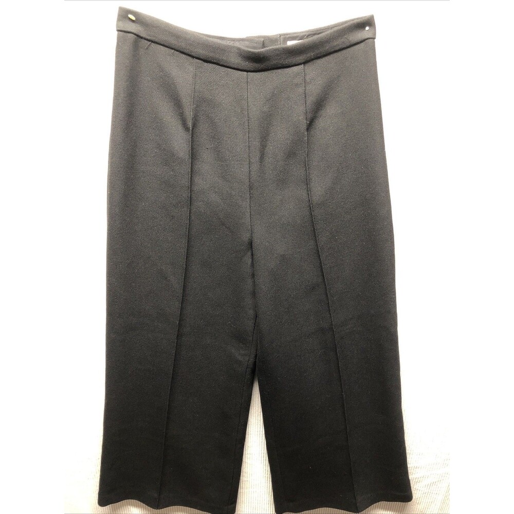 H&M Women Wide Leg Pants Size 10 Black Woven Career